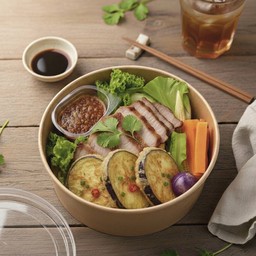 Rice Mixed With Chili Paste + Grilled Pork + Eggplant Dipped In Egg