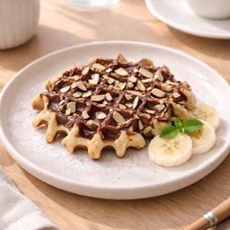 วาฟเฟิลกล้วยหอมนมสด - Nutella Almonds
