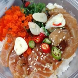 ข้าวหน้าทะเลดอง กุ้ง+แซลมอลดอง น้ำจิ้มซีฟู๊ด