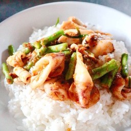 ข้าวราดพริกแกงปลาหมึก #70