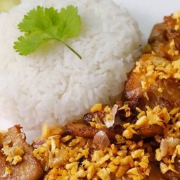 ข้าวราดหมูกรอบทอดกระเทียม #70