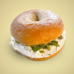 Spring Onion Cream Cheese Bagel