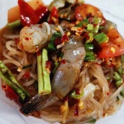 ตำเส้นเล็กกุ้งสด-สุก