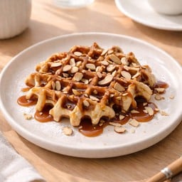 วาฟเฟิลกล้วยหอมนมสด - Caramel Almond Sliced