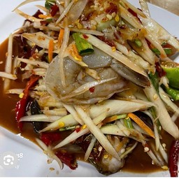 ตำปลาร้ากุ้งสด-สุก