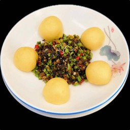 103-ถั่วผัดผักดองหมูสับหมั่นโถวข้าวโพด