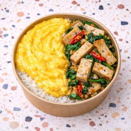 ข้าวหน้าไข่ข้น + กะเพราหมูยอ