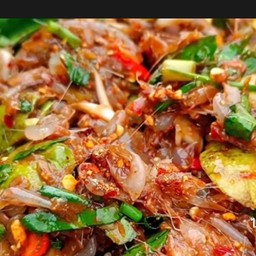 @1. ตำลาวลั่นทุ่งกุ้งฝอยสดปลาร้าต้มนัวใส่มะกอก ( ปริมาณกุ้งฝอยสด 100 กรัมค่ะ)