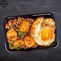 กะเพราหมูสับเต้าหู้ไข่