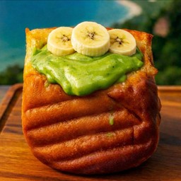 ปังปิ้งไส้ชาเขียว+กล้วยหอม