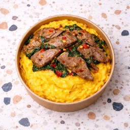 ข้าวหน้าไข่ข้น + กะเพราตับหมู