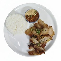 ข้าวหน้าคอหมูย่าง น้ำจิ้มแจ่ว