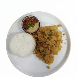 ข้าวไก่ทอด น้ำจิ้มแจ่ว