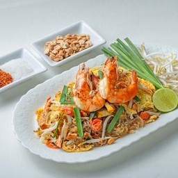 ผัดไทยวุ้นเส้นกุ้งสด/สุก