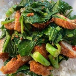 ข้าวคะน้าไก่กรอบ