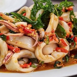 กระเพราหมึก (กับข้าว) #120