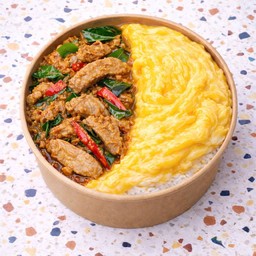 ข้าวหน้าไข่ข้น + พริกแกงหมูชิ้น