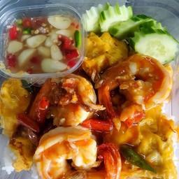 ข้าวไข่ข้นกุ้งพริกขี้หนูสด