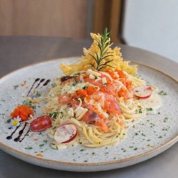 FE02 Spaghetti with Salmon Miso Sauce