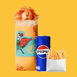 Set 1: เหนียวไก่แร็พ [S] + ฟรายส์ [ปกติ] + เป๊ปซี่