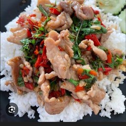 กระเพราหมูชิ้น