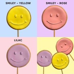 Lollipop cookies - Smiley lilac / Smiley yellow / Smiley rose
