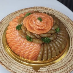 เค้กกุ้งดองผสมแซลมอน 2 ปอนด์ ( กุ้งดอง39ตัว / แซลมอน 500 กรัม )