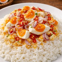 ข้าวราดยำไข่เค็ม