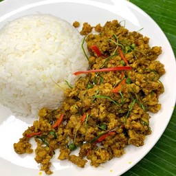 ข้าวคั่วกลิ้งหมูสับ
