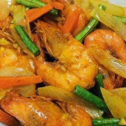 กุ้งทอดขมิ้น7ตัว (กับข้าว)