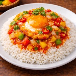 ข้าวไข่ดาว2ฟอง (ราดซอสแดง)