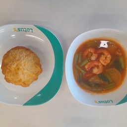 (อิ่มอร่อยไข่เจียวแกงชุด+แกงเห็ด) ข้าวไข่เจียว-แกงส้ม