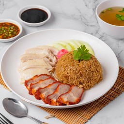 ข้าวมันไก่ตอน + หมูแดงย่างฮ่องกง