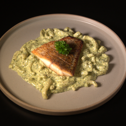 Pesto Sea Bass [พาสต้าปลากระพงซอสโหระพา]