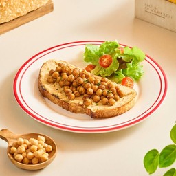 VE8 Hummus & chickpea on toast ขนมปังหน้าฮัมมุสกับถั่วลูกไก่