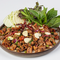 ลาบเป็ดย่าง Spicy Roasted Duck Salad.