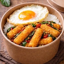 ข้าวกะเพราฟิชสติ๊ก