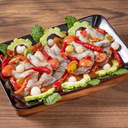 กุ้งเด้งราดน้ำปลาร้า Fish sauce pickled shrimp 鱼露腌虾仁