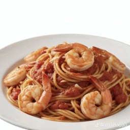 สปาเก็ตตี้ ผัดซอส กุ้งสด ไม่ผัก ไม่พริกไท