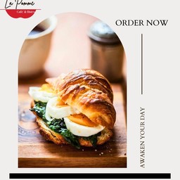 Set D: Croissant Sandwich ผักโขมอบชีส ไข่ต้ม