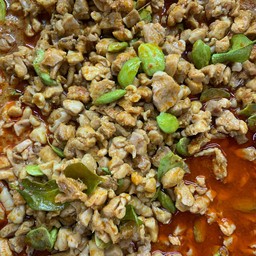 ผัดเผ็ดไก่สะตอ+ลูกเหรียง