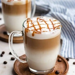 Hot CARAMEL MACCHIATO กาเเฟนมใส่ซอสคาราเมล Homemade หอมมาก