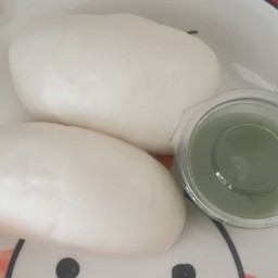 หมั่นโถวนึ่ง + สังขยาใบเตย