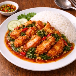 ข้าวกระเพราไก่กรอบ