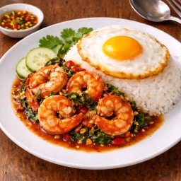 ข้าวกระเพราทะเล+ไข่ดาว