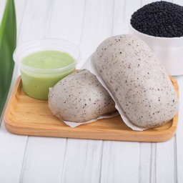 หมั่นโถว (งาดำ)+ สังขยา