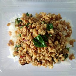 ข้าวราดผัดกะเพราไก่สับ