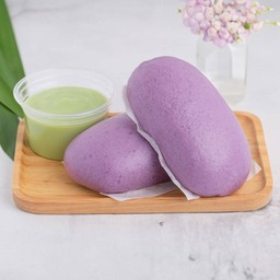 หมั่นโถว (มันม่วง) + สังขยา