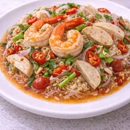 ยำวุ้นเส้นกุ้ง+ไก่ยอ