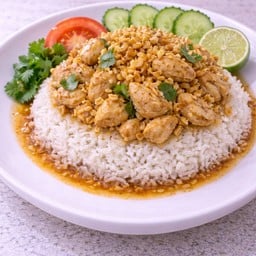 ข้าวราดไก่ทอดกระเทียม